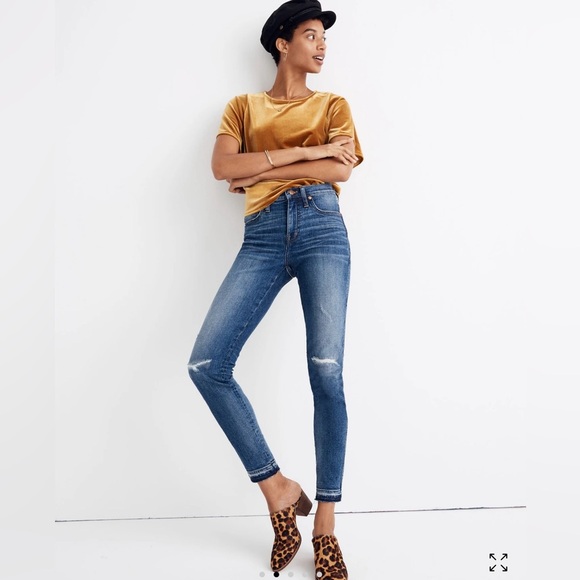 Madewell Denim - Madewell 9” High Rise  Skinny Jeans in York Wash: Rip and Repair Edition NWT